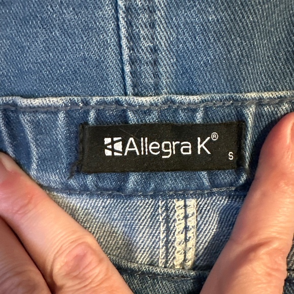 Denim A-Line Skirt Allegra K Small Button Pockets 90s Western Y2K Retro Boho - Picture 3 of 8